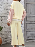 Color Block Round Neck Top and Pants Set