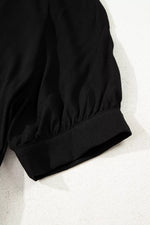 Hidden Buttons Short Sleeve Ruffle Tiered Long Flared Dress
