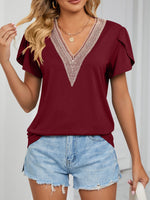 V-Neck Petal Sleeve Top
