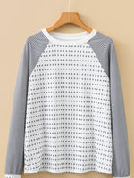 Stripe Raglan Patchwork Long Sleeve Top
