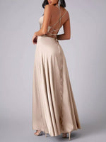Lace Up Back Split Maxi Dress