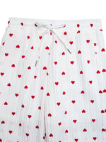 Heart Print Drawstring Waist Wide Leg Pants