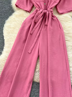 Tie Waist Wide Leg Jumpsuit