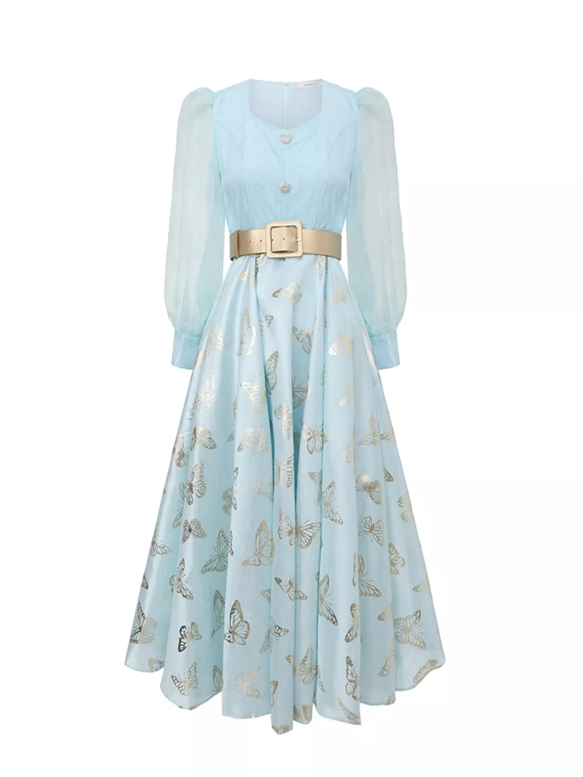 Butterfly Print Puff Sleeve Dress