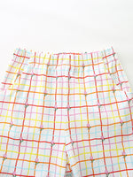 Children's Cartoon Graphic Ruffle Trim Tee & Plaid Shorts Set