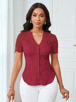 Lace Sleeve Button Up Shirt