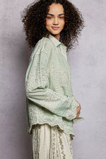POL Embroidery Button Down Long Sleeve Shirt