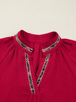 Leopard Notched Long Sleeve Blouse