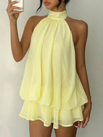 Halter Neck Layered Mini Dress