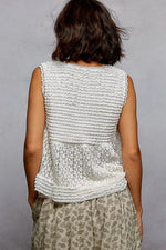 POL Textured Lace Cropped Tank with Trim Detail