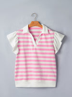 Striped Ruffled Sleeve Blouse