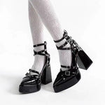 Gothic Platform Pumps with Multiple Buckle Straps