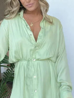 Full Size Button-Down Mini Shirt Dress Plus Size
