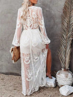Floral Lace Slit Maxi Dress