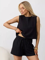 Textured Round Neck Tank and Shorts Set