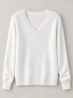 V-Neck Solid Color Sweater