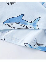 Children's Shark Print Short Sleeve Top and Shorts Set