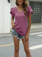 V-Neck Layered Ruffled Sleeve Blouse