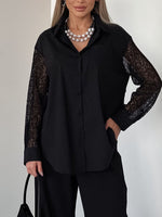 Lace Sleeve Button-Down Shirt