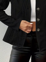 Textured Knit Button-Front Blazer