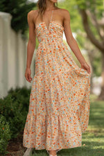 Tiered Halter Neck Printed Cami Dress