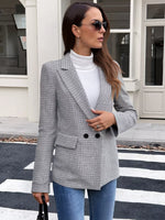 Houndstooth Patterned Double-Breasted Blazer