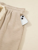 Lace Drawstring Hoodie and High Waist Pants Set
