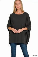 Zenana Raised Rib Bat Sleeve Top