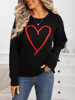 Valentine's Day Heart Graphic Dropped Shoulder Sweater