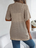 Openwork Open Front Half Sleeve Cardigan