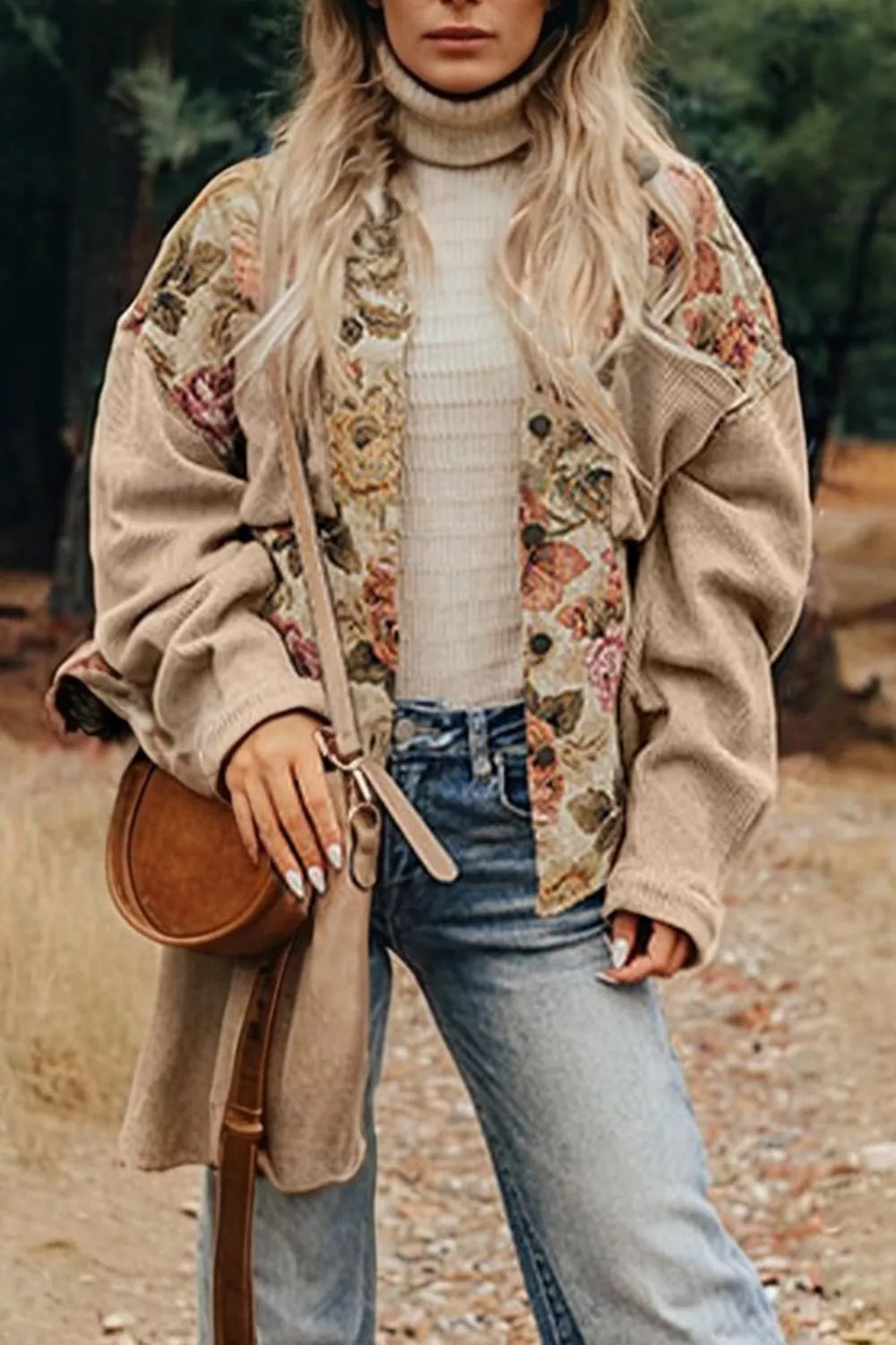 Floral Button Up Long Sleeve Shacket