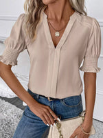Notched Half Sleeve Blouse