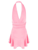 Halter Neck Ruffle Hem Mini Dress