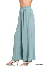 Zenana Woven Airflow Elastic Waistband Pants