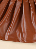 Children's Faux Leather Jacket & Pleated Skirt Set