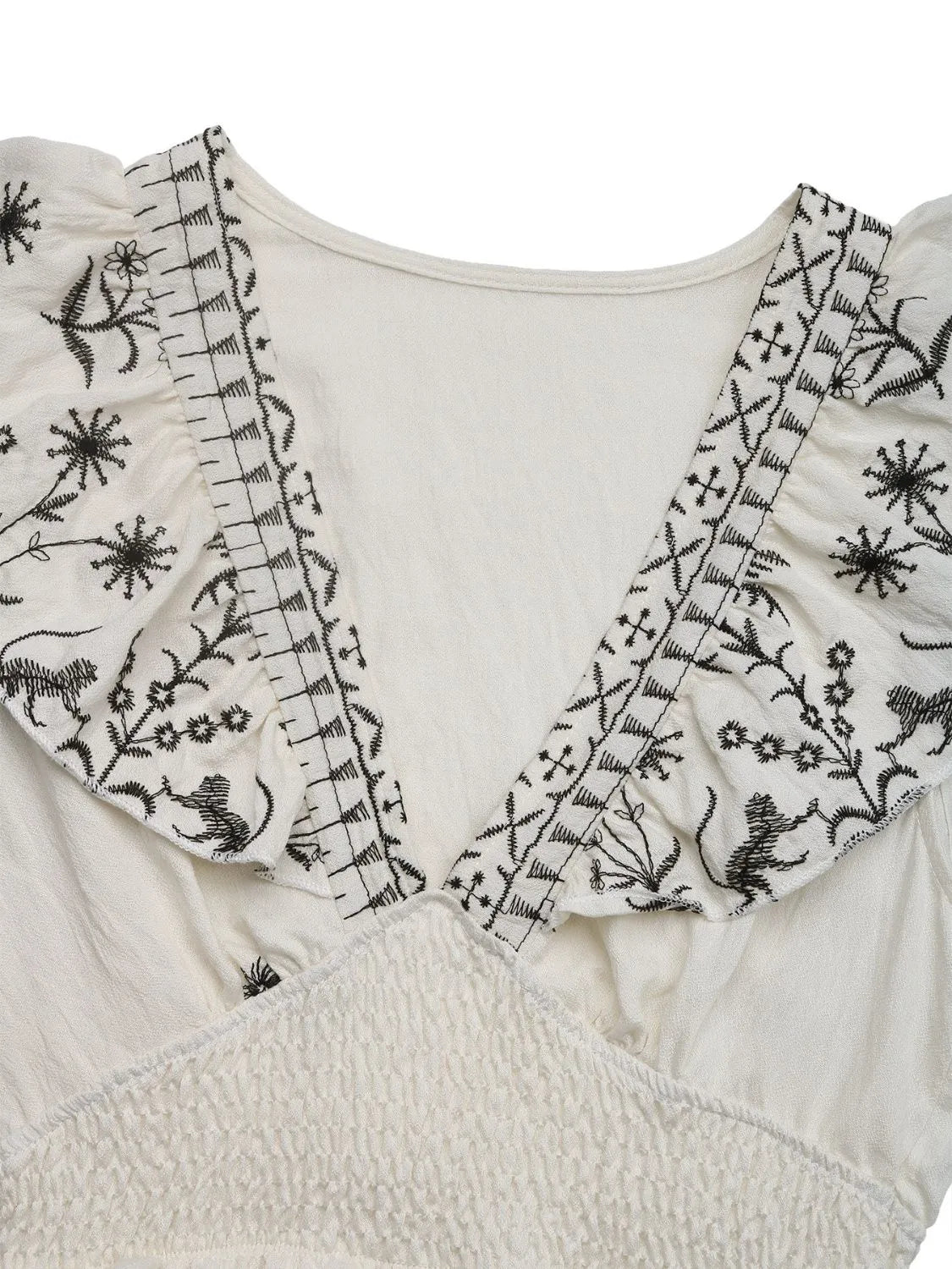 Smocked Ruffled Cap Sleeve Mini Dress