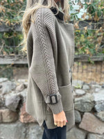 Full Size Texture Knit Longline Coat Plus Size