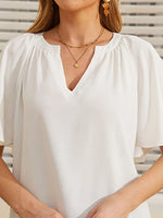 Flutter Sleeve Notched Blouse