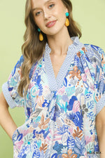 Umgee Mix Boho Printed V-Neck Top