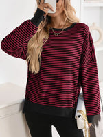 Exposed Seam Striped Contrast Sweatshirt