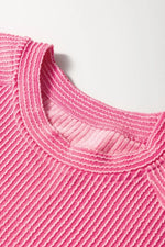 Corded Knit Short Sleeve T-Shirt and Wide Leg Pants Set
