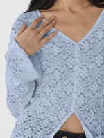 Lace V-Neck Flare Sleeve T-Shirt