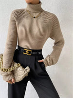Ribbed Knit Turtleneck Sweater