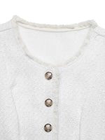 Textured Button-Front Vest with Raw Edge