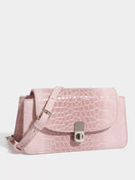 Crocodile Embossed Flap Crossbody Bag