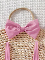 Children's Ruffle Top and Bowknot Denim Shorts Set with Headband