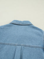 Ruffled Button-Down Denim Shirt