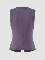 Ribbed Button-Front Sleeveless Tank
