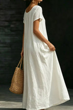 Full Size Casual Loose Short Sleeve Maxi Dress Plus Size