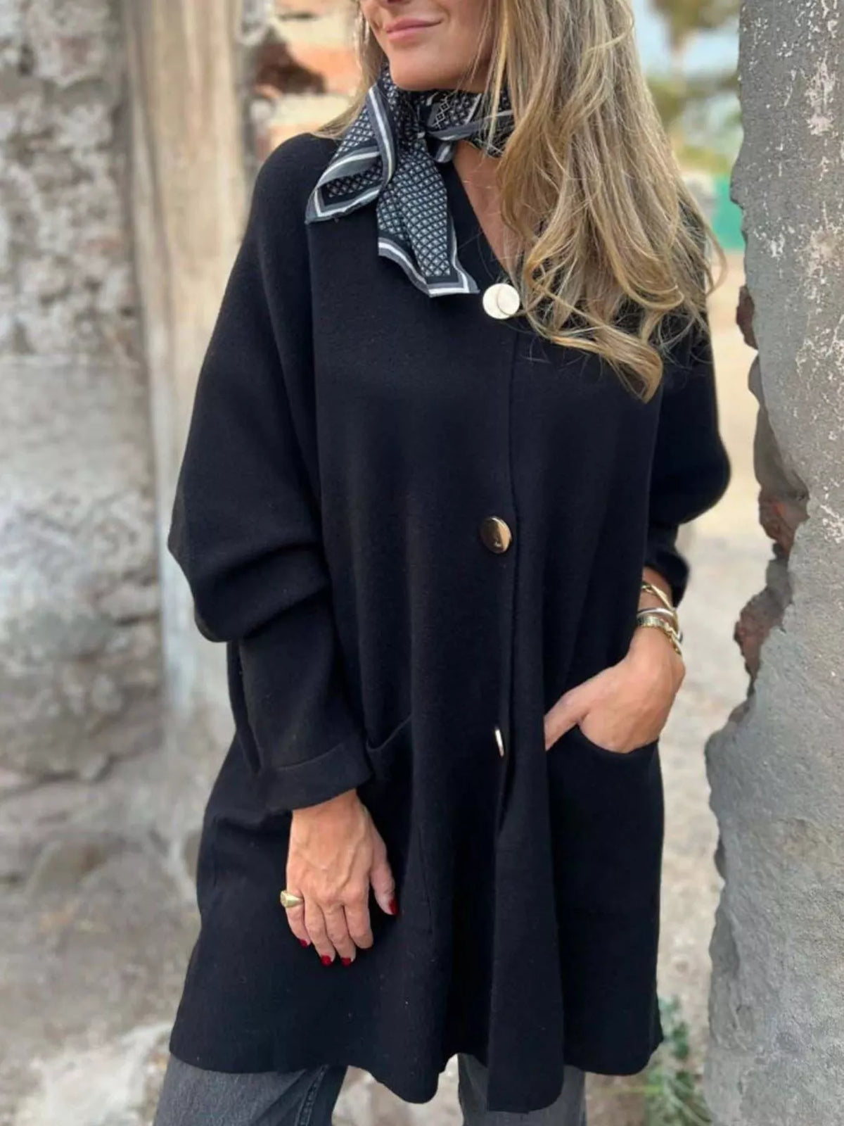 Full Size Button-Down Long Sleeve Cardigan Plus Size